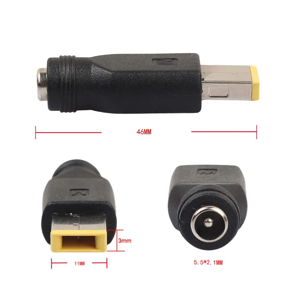 

1Pc New Black DC Power Adapter 5.5x2.1mm Female To Square Plug Apply For Lenovo ThinkPad Ultrabook X230S S3 S5 X1 E431