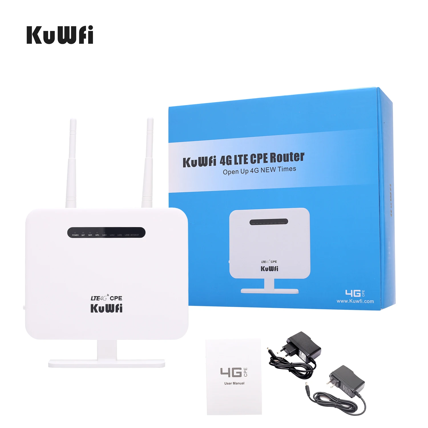 KuWFi разблокирован 300 Мбит/с 4G CPE маршрутизатор беспроводной AP с 5Dbi антеннами для
