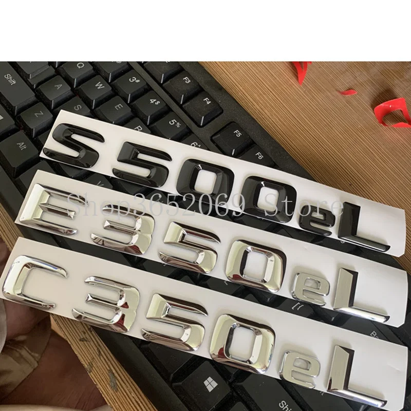 

DIY ABS Letters Emblem C350eL E350eL S500eL for Mercedes Benz Car Styling Refitting Trunk Nameplate Logo Sticker Chrome Black