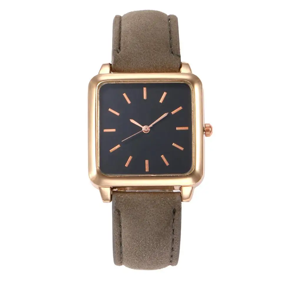 

Часы наручные женские кварцевые с квадратным циферблатом, люксовые аналоговые, без номера, с ремешком из искусственной кожи