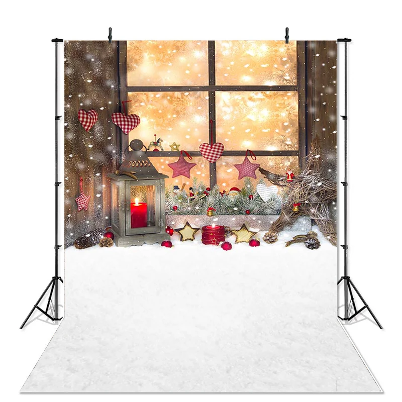 Рождественская фотография Фон окно свечи снег фон Фотостудия | Электроника