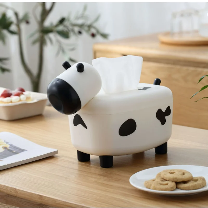 

Cow Pattern Tissue Box Toothpick Box Lovely Home Multifunction Tissue Case Toothstick Box