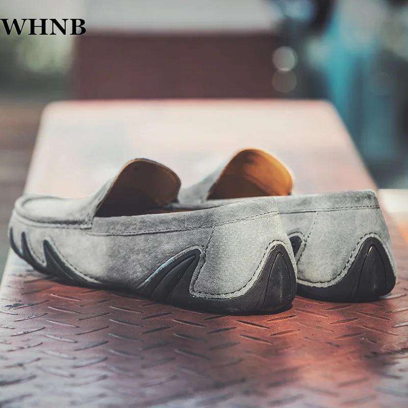 

WHNB 2021 Men Loafers Soft Moccasins High Quality Spring Autumn Genuine Leather Shoes Men Warm Flats casual Driving Shoes