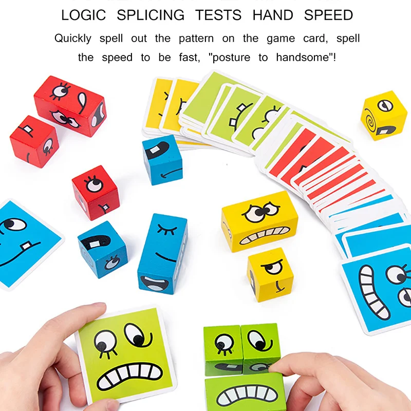 

Face-Changing Building Block Toy Montessori Wooden Interactive Educational Toys To Improve Children'S Logical Thinking Ability