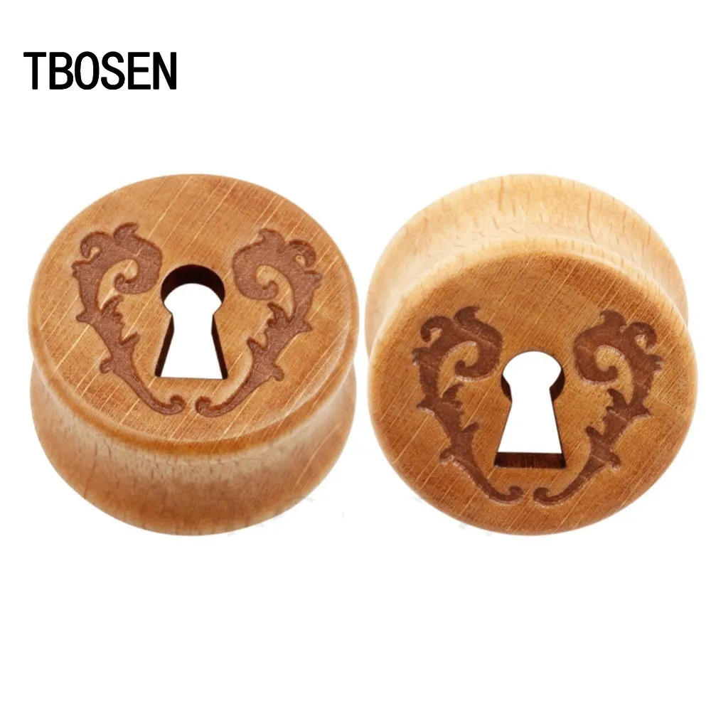 Новинка деревянная заглушка для пирсинга TBOSEN в виде отверстия ключа туннель ушей