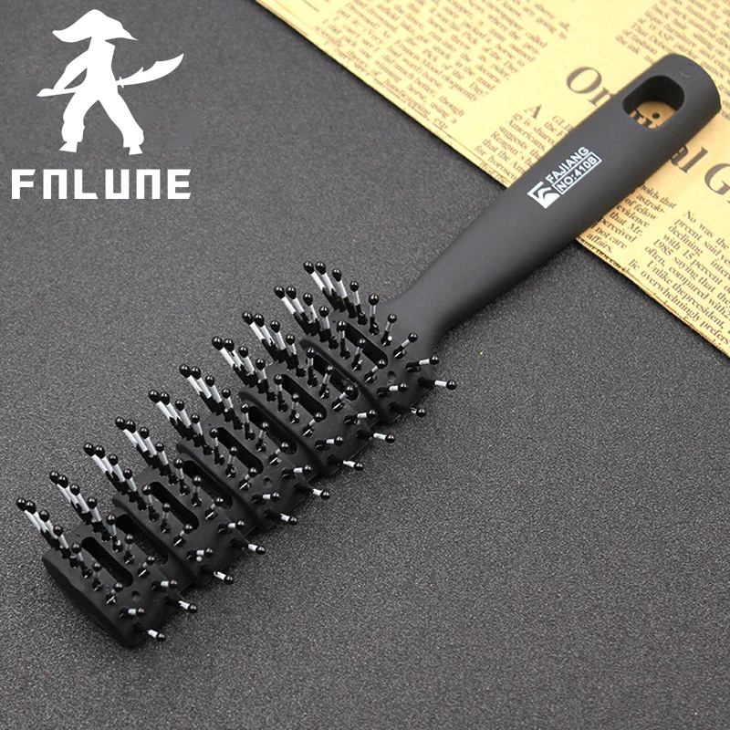 

FnLune Plastic Vent Hair Brush Comb Anti-Static Massage Hair Care Rib Comb Back Hair Curly Hair Styling Salon Ribs Nine-Row Comb