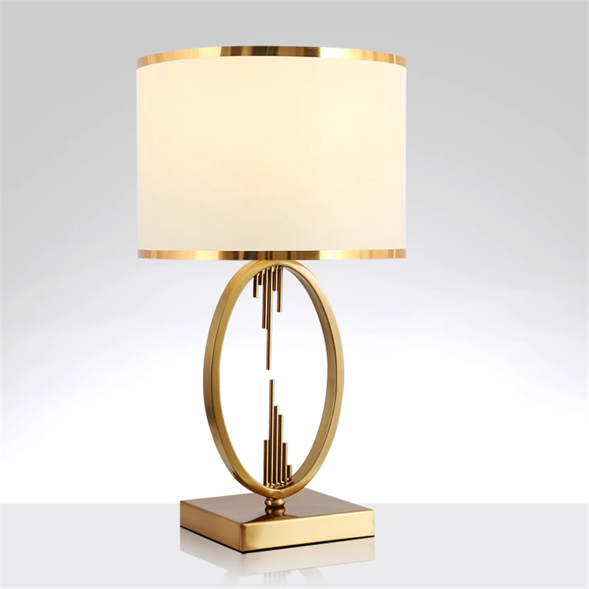 

Luxury modern American gold table lamps modern bedroom model living room decorated study fabric table lights lighting fixtures