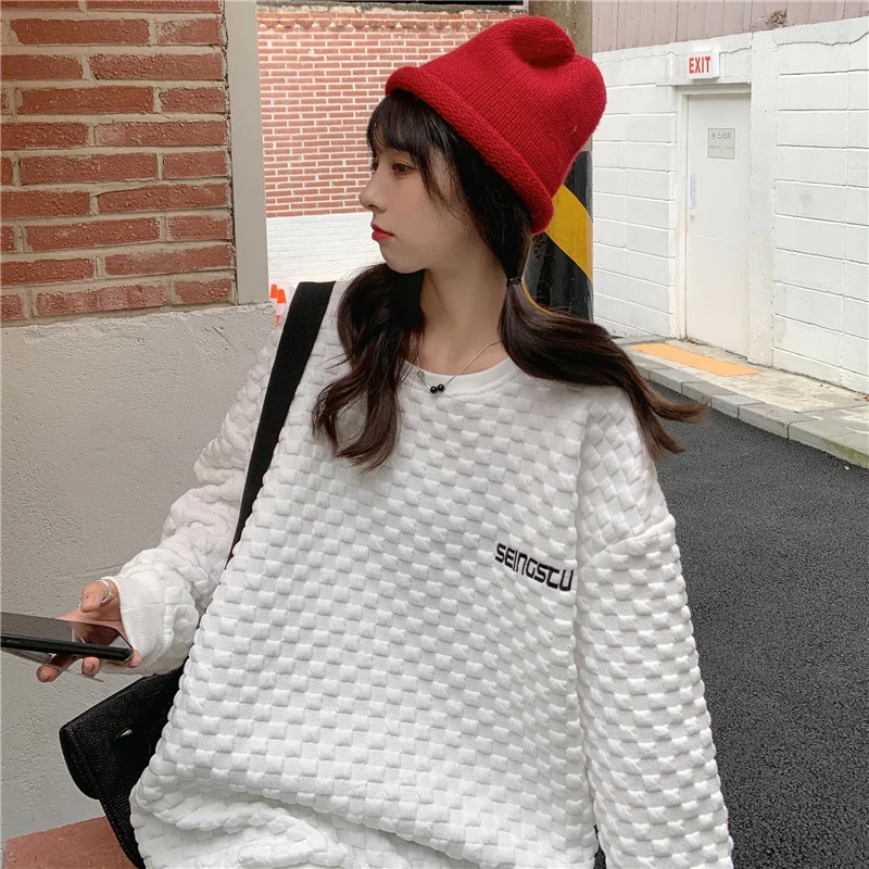 

Винтажный свитер, Женский весенне-осенний Свободный Тонкий шикарный топ с длинным рукавом в стиле Ins в свободном стиле BF в гонконгском стиле...