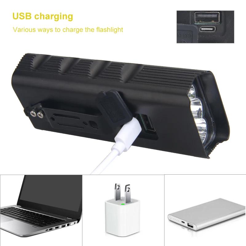 Водонепроницаемый MTB велосипед светильник USB Перезаряжаемые 3 * светодиодный