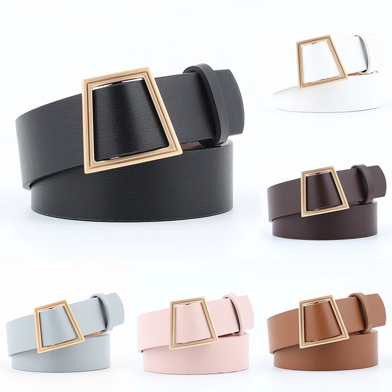 Женский ремень Wild Повседневный без штифта поясной геометрический металлическая