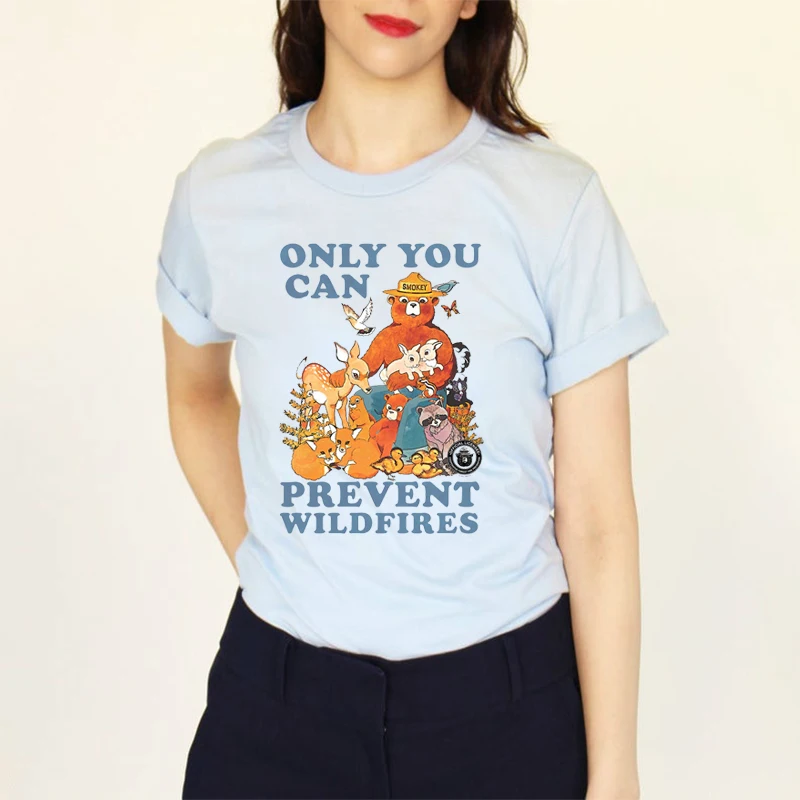 

Prevent Wild and Animals Kawaii tshirt Retro Style Unisex Oversize Tees Summer Short Sleeve Graphic Cotton Harajuku Tshirt Women