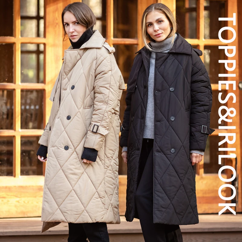 

Женская парка с хлопковой подкладкой Toppies, длинное пальто, плотная теплая верхняя одежда, двубортные парки, зима 2021
