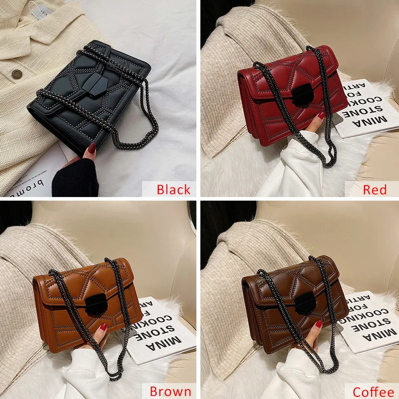 Сумка с заклепками и цепочкой маленькие сумки через плечо для женщин 2020 сумка