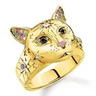 Женское регулируемое кольцо в виде кошки, золотистое и серебристое кольцо с животными, 2022