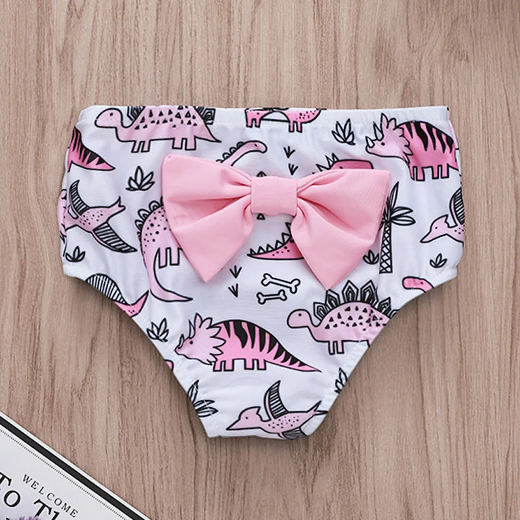 Купальный костюм с кисточками и мультяшным динозавром Пляжное бикини для