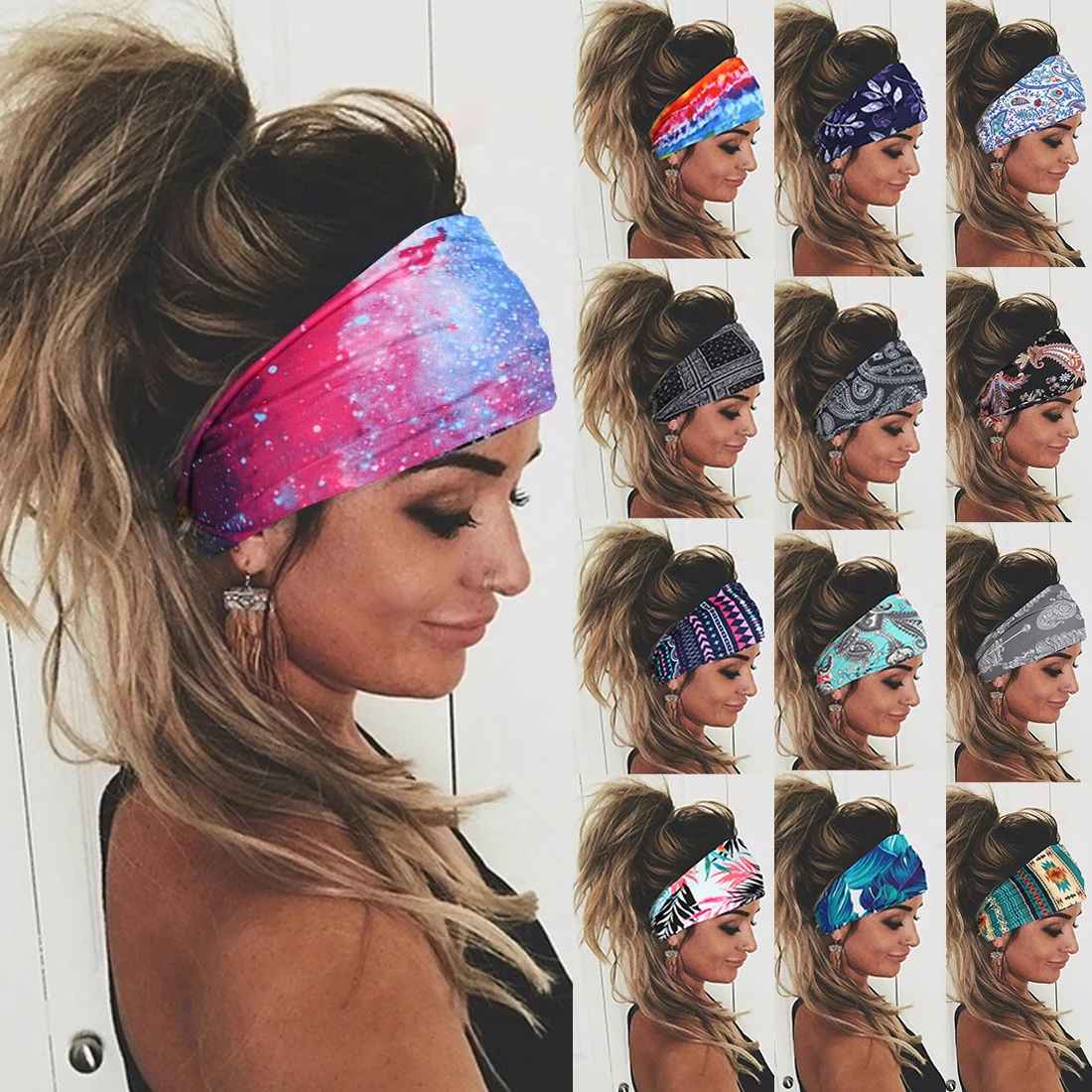 Повязка для волос Tie dye женская Спортивная эластичная резинка бега тренажерного