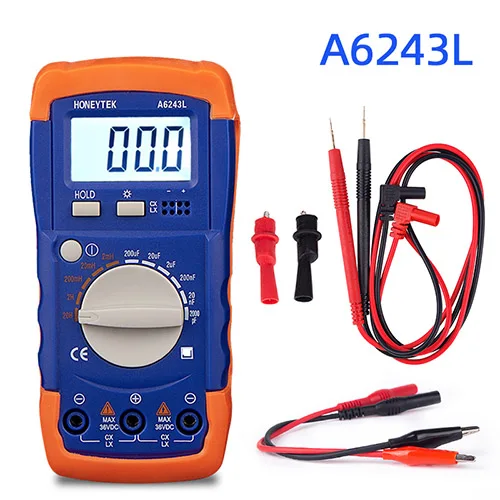 A6243L HONEYTEK A6243L цифровой многофункциональный LCR измеритель емкости индуктивности Ом мультиметр ESR конденсатор тестер индуктивности метр - Цвет: A6243L