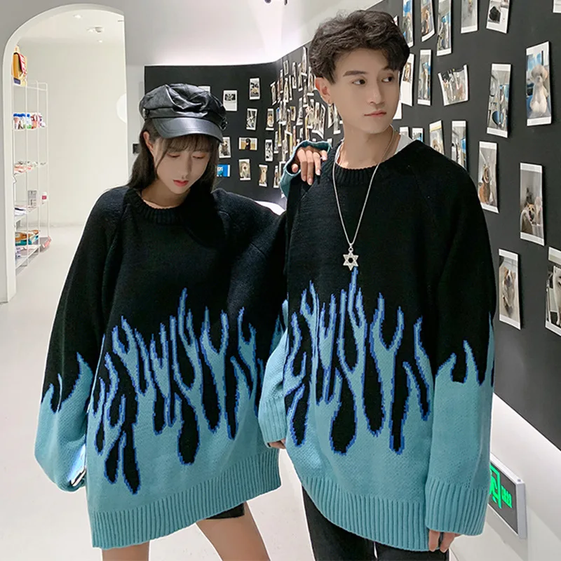 

2021 High Street Women Loose Pullover Couple Knit Sweater Hip-hop Style Woman Sweater Fashion New Sweater Women