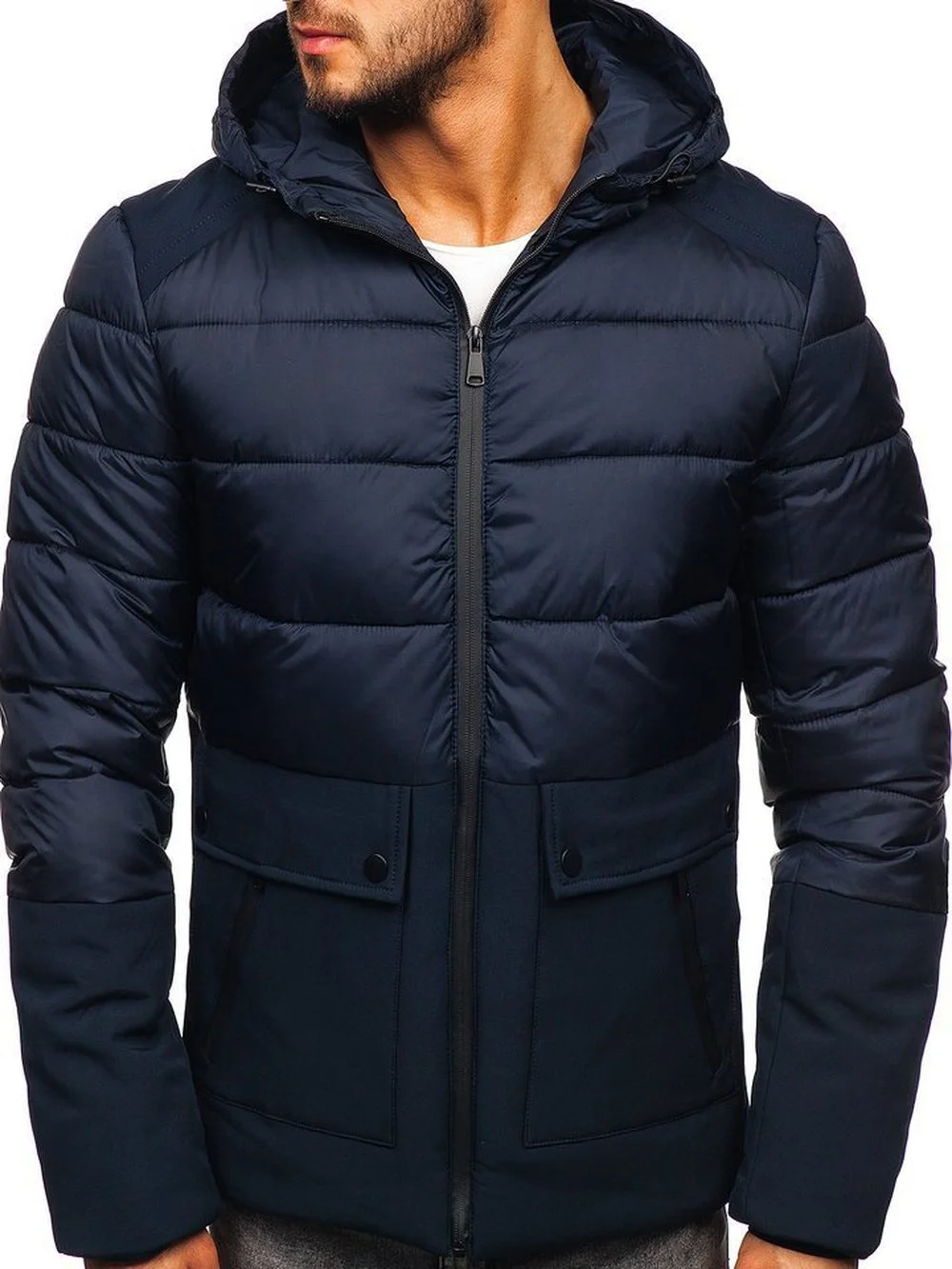 ZOGAA Fashionable Men's Hooded Zipper Warm Cotton Jacket