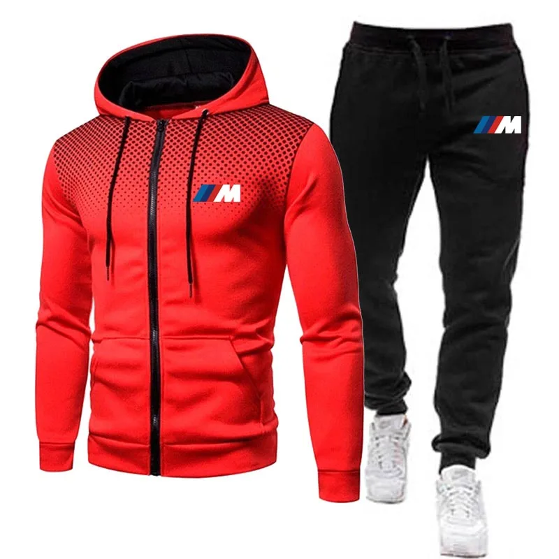 

Men's suit zipper shirt + pants two pieces of casual sportswear men's sportswear gym brand clothing sports suits