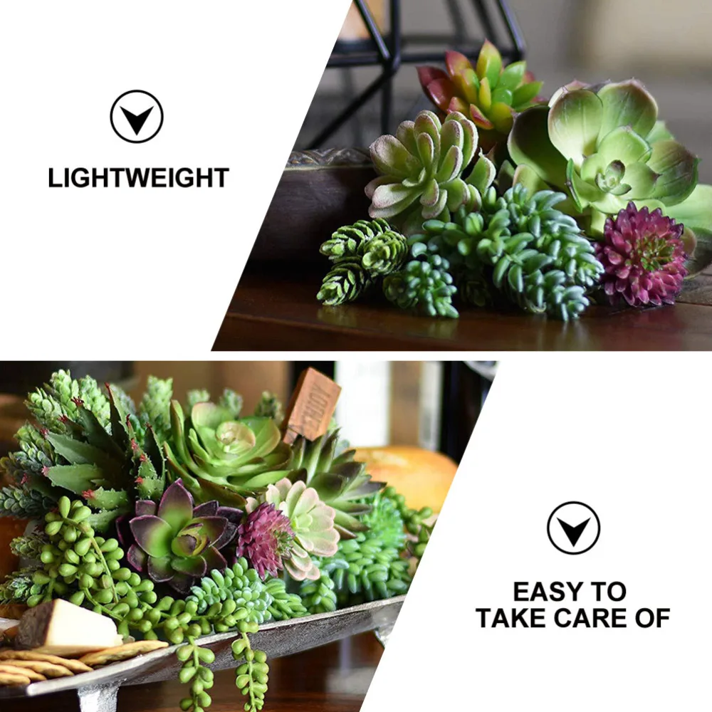 

14pcs Fake Decorative Succulents Artificial Succulents Ornament (Green)