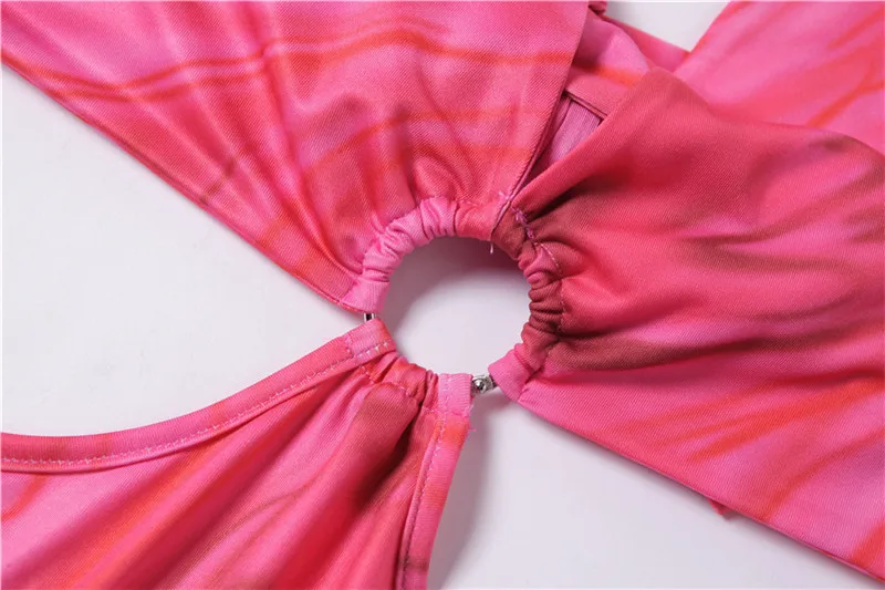 

Tie Dye Summer Dress Women Waist Cut Out Backless Halter Robe 2021 Festival Clubwear Bodycon Sexy Party Maxi Dresses