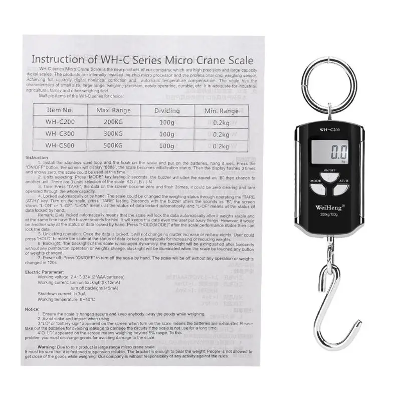 200 кг 400lb мини крановые весы сверхмощные Цифровые Висячие весы lcd с подсветкой