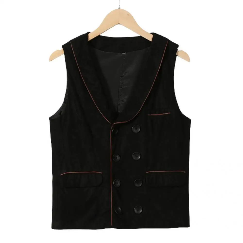 

Simple Fabulous Colorfast Men Vest All Match Male Waistcoat Double-breasted for Business Trip