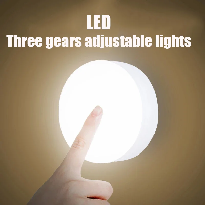 

LED Touch Sensor Night Light Flashlight Magnetic Base Wall Light USB Rechargeable Round Portable Dimming Soft Light Night Light
