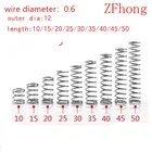 10 шт. проволока 0,6 мм 0, 6x12xl OD = 12 мм нержавеющая сталь маленькая точечная Пружина сжатия. Длина 5-50 мм