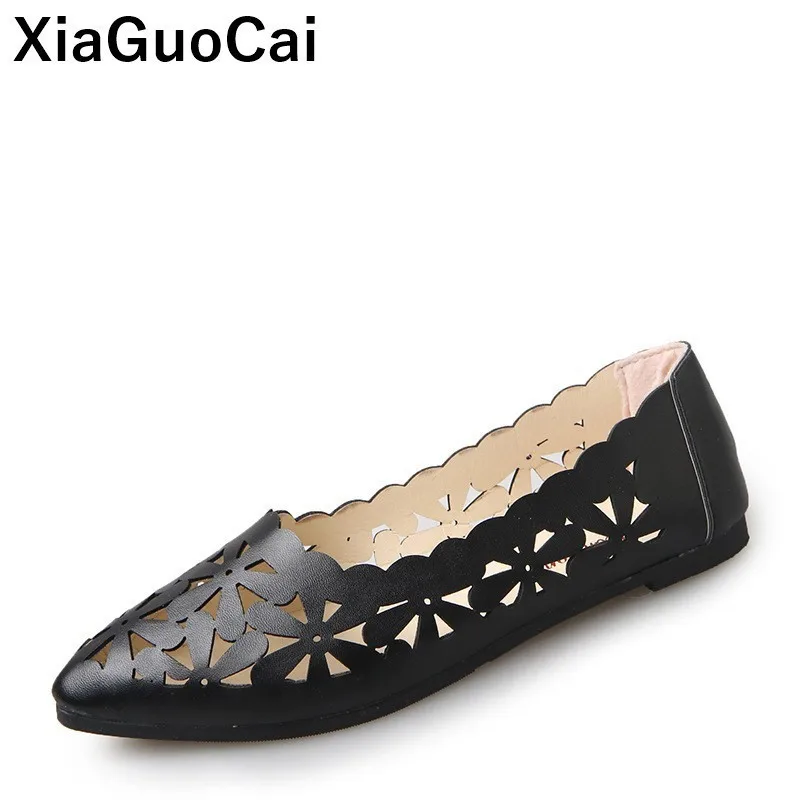 Women's Casual Shoes Big Size Female Loafers Summer Autumn Ladies Single Shoes Hollow Out Breathable Slip-on Spring Flats 2021