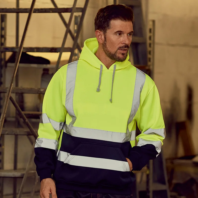 

Men Reflective Jacket Workwear Pullover Autumn Winter Causal Sweatshirt Work Shirt Man Work Clothing Plus Size Sweatshirt Hoodie