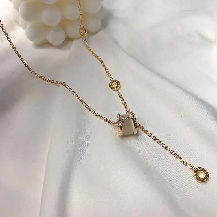 

2021 New Arrival 14K Gold Plated Geometric Pendant Necklaces for Women Elegant Opal Charm Necklaces