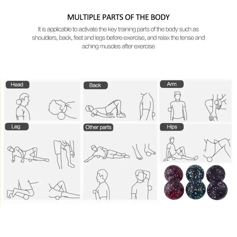 

Fascia Ball Massage Deep Tissue Relax Muscle Yoga Portable Fitness Balls Fascia Ball EVA Peanut Ball Conjoined Double
