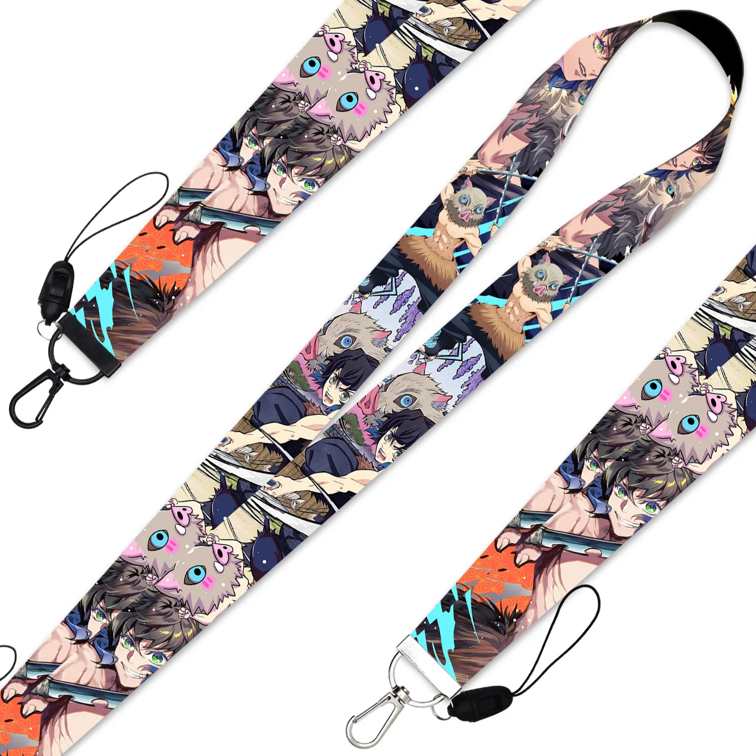 

C774 Hot Anime Demon Slayer Lanyard Card ID Holder Car KeyChain ID Card Pass Gym Phone Badge Kids Key Ring Holder