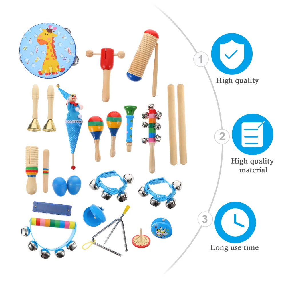 

22pcs Percussion Instruments Set Boy Pattern Wooden Toys for Infant Baby