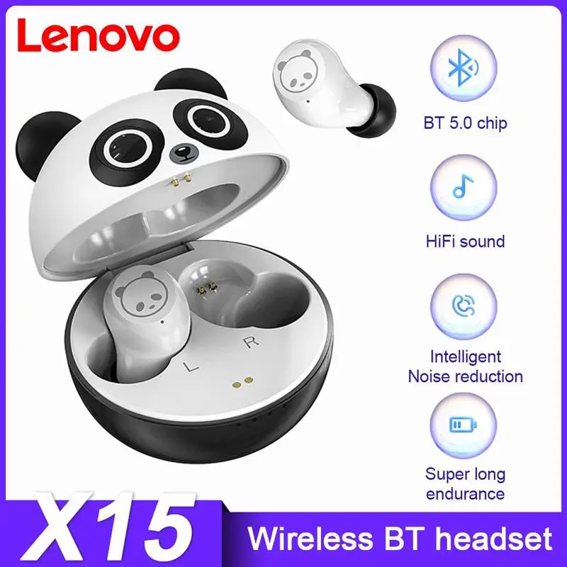 

Lenovo X15 Wireless Headphones HIFI Noise Cancelling Handsfree Earphones W/ Mic Mini Bluetooth-Compatible Earbuds Gifts Children