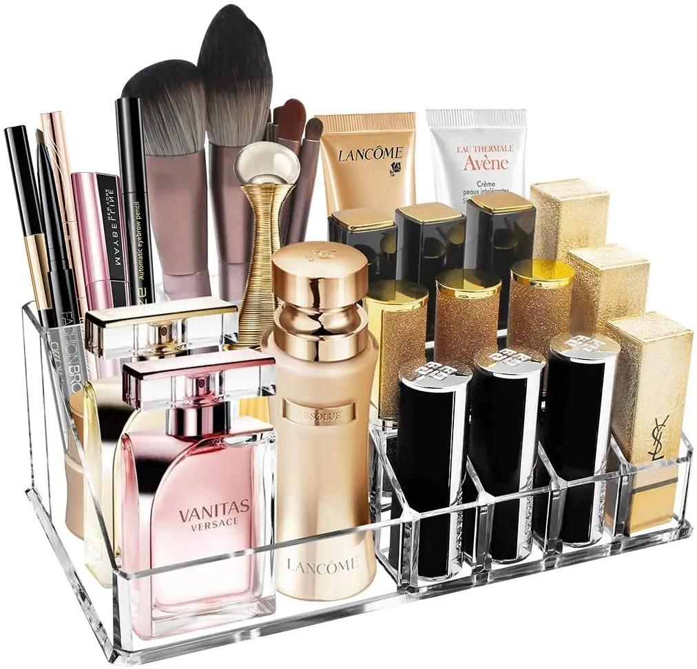

Makeup Organiser Acrylic Clear Lipstick Makeup Brush Eyeliner Nail Gel Perfume Cosmetic Storage Box for Bathroom Dresser Bedroom