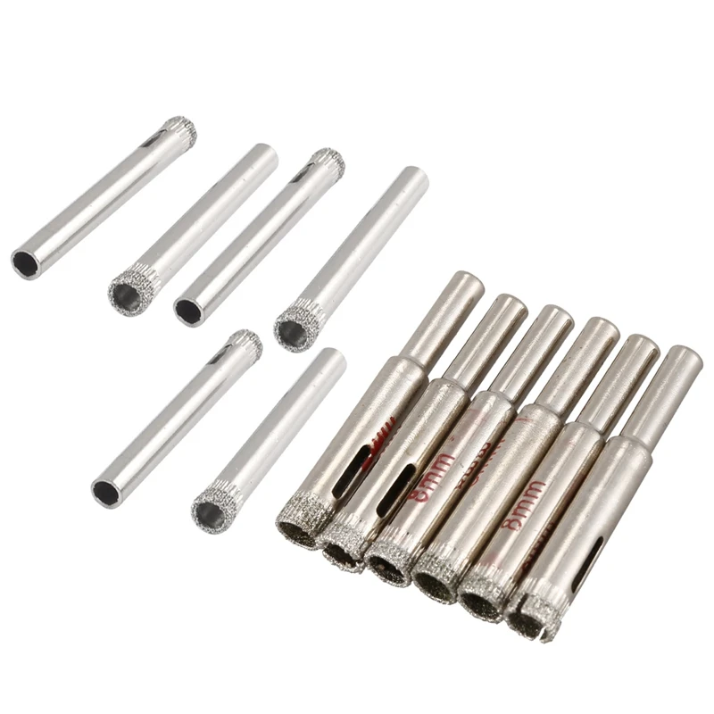 

12 Pcs 8Mm & 6Mm Diamond Core Drill Bits Ceramic Tile Glass Hole Saw