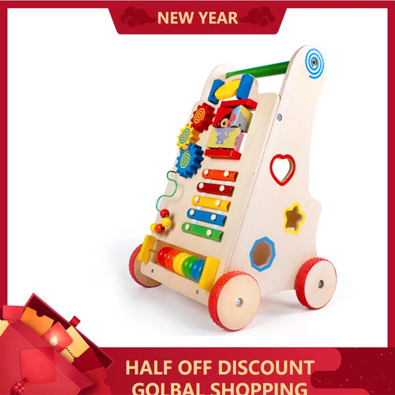 Детские ходунки деревянная многофункциональная тележка для раннего детства