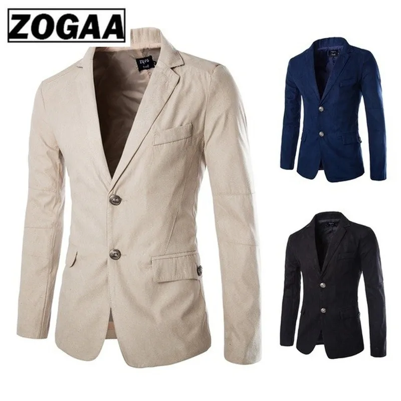 ZOOGAA однотонный блейзер Мужской однобортный Блейзер Слим Фит Masculino Повседневное