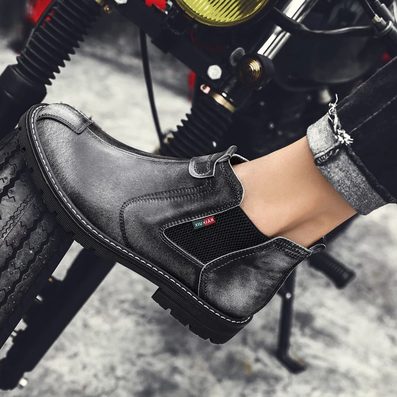 

Mens Boots Genuine Leather Martin Boots Man Autumn Ankle Boots Winter Snow Shoes Plush Warm Chelsea Boots 38-44