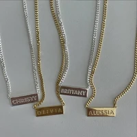 simple square carved letter pendant necklace for women gold silver color angel number 1111 metal chain necklace jewelry gifts