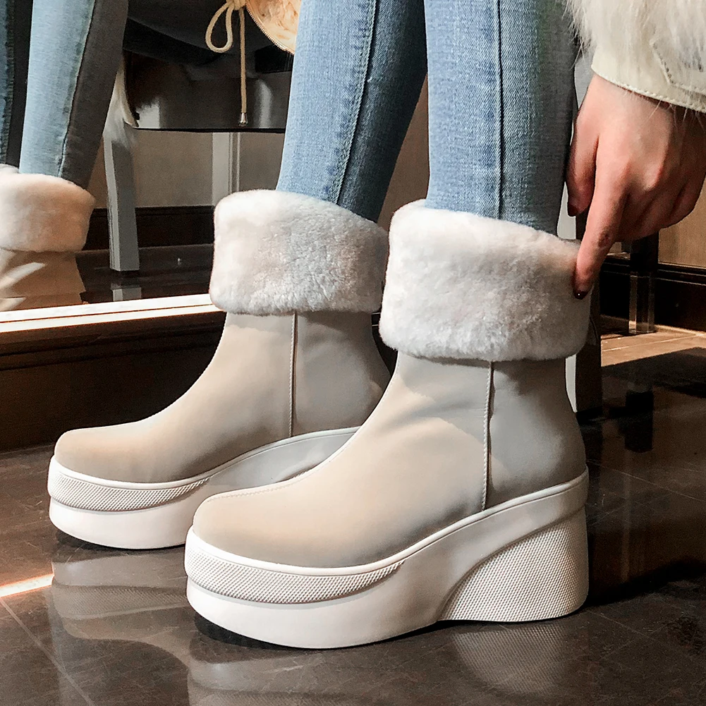 

Doratasia 2020 New Arrivals Genuine Cow Leather Platform Ankle Boots Woman Shoes Zip Up Concise Shoes Women Boots Female