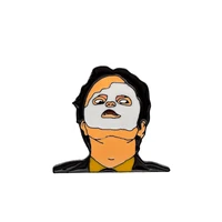 dwight schrute mask enemal brooches lapel pin shirt bag aircraft badge mini jewelry gift for kids friends