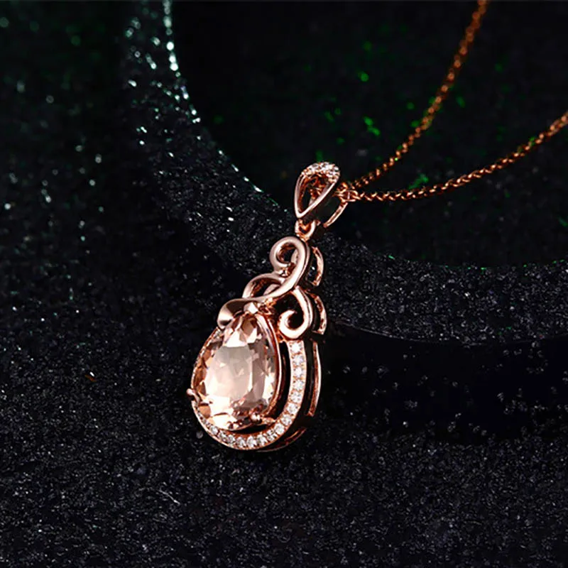 Bague Ringen темперамент полые резные серебряные 925 ювелирные изделия в форме капли воды порошок кристалл кулон ожерелье для женщин свадеб