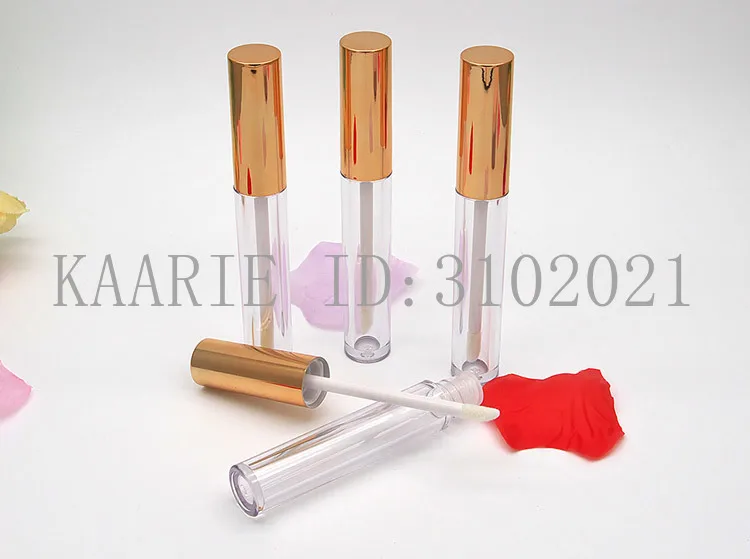

4.5ml Cosmetic Plastic Clear Lip Gloss Tube with Gold Cap, Makeup Concealer Refillable Bottle,Empty Foundation Storage Container