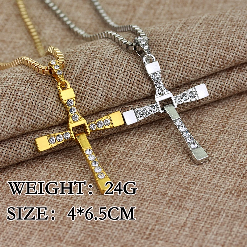 

Movie Fast Furious Cross With Rhinestone Necklace for Women Men Pendant Choker Jewellery Necklaces for Teen Girls