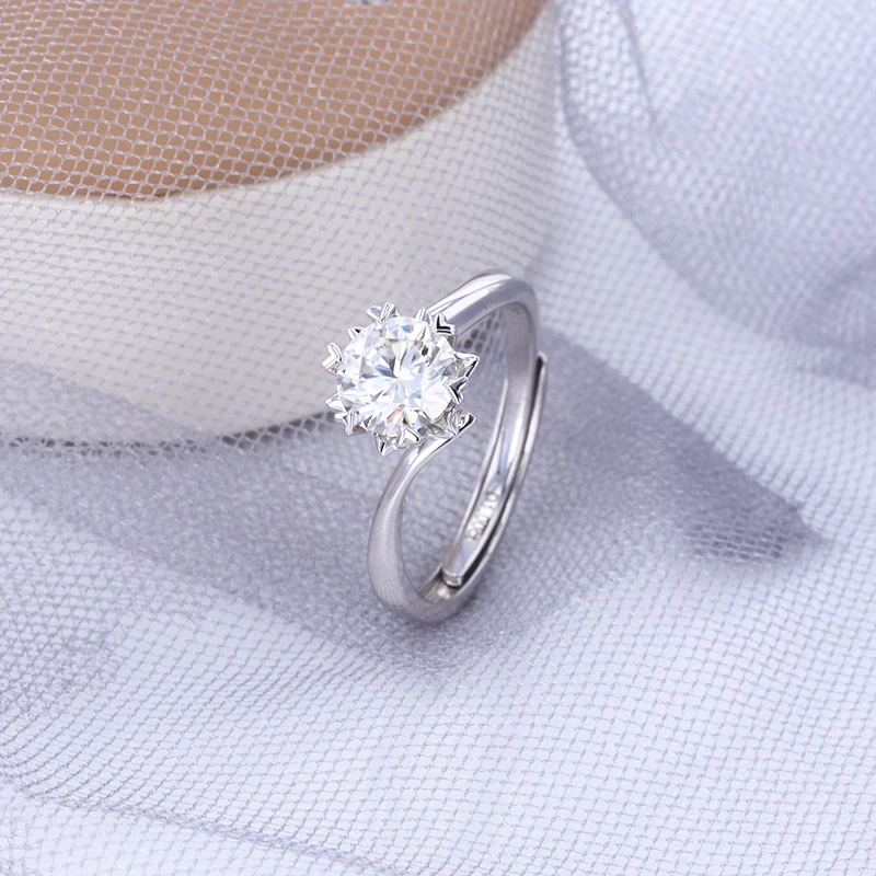 

925 Silver Snowflake style Moissanite Ring 1ct GH color Anniversary Ring romantic Proposal rings for women
