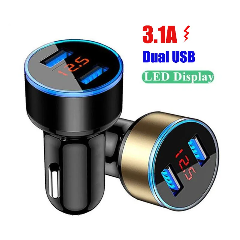 Автомобильное зарядное устройство с светодиодный USB-портами 208 А и светодиодным